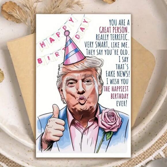FUNNY BIRTHDAY CARD - Humorous Political Satire Card with Envelope - Gag Card - Picture 1 of 5